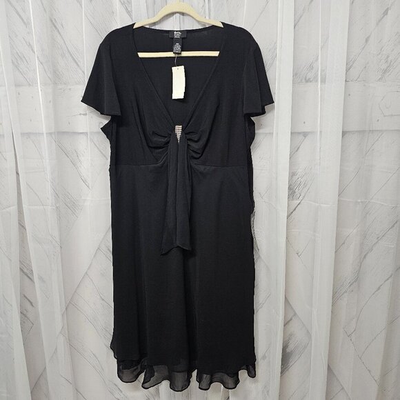 NWT Studio 1940 Black Chiffon Flowy Evening Retro Dress Size 22W - Picture 11 of 11